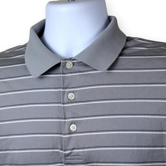 Turnbury Gray White Striped Polo Short Sleeve S - Picture 2 of 5